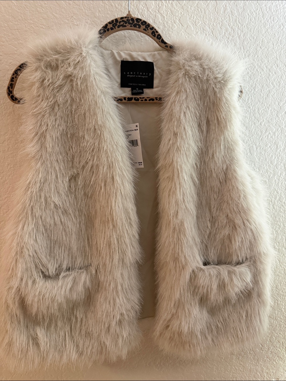 Sanctuary Cream Faux Fur Vest - Plush Open Front